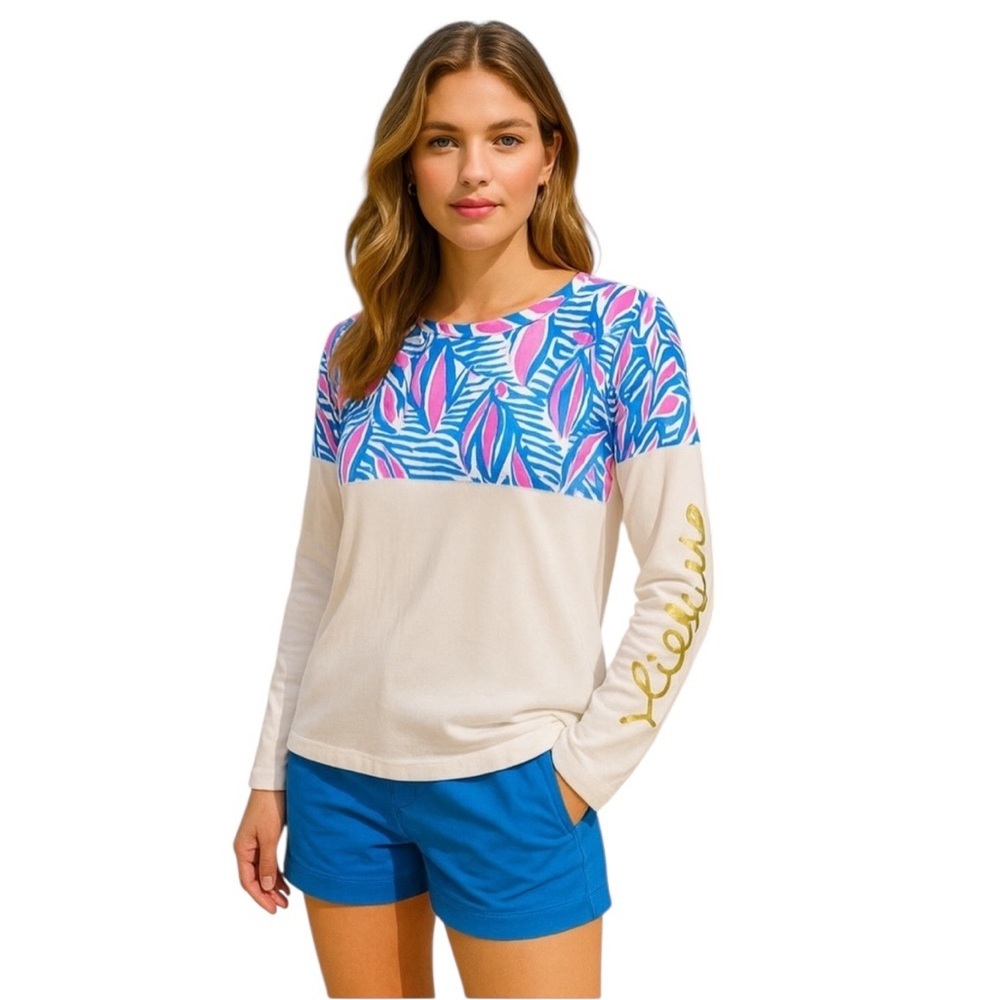 Lilly Pulitzer Finn Blue Haven Long Sleeve Pullover - Sz L (Excellent Condition)